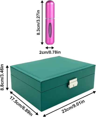 Vista 5 de CXEizZ Caja organizadora de joyas para mujeres, niñas y hombres con cerradura, collar y reloj, cajas de aretes de cuero sintético, estuche