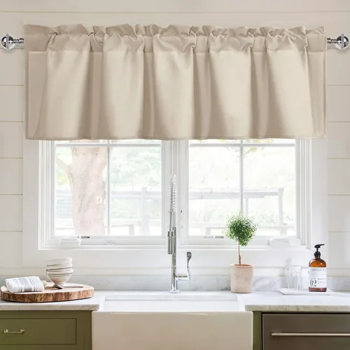 Vista 18 de XWZO Cortinas de cenefas de cocina para ventanas, sala de estar, dormitorio, baño, cubiertas superiores, estilo granja rústico, comedor, aislamiento