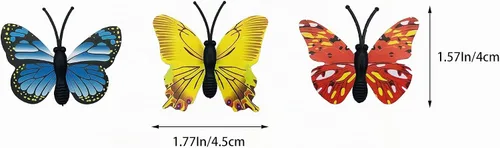 Vista 2 de 100 calcomanías de mariposa coloridas, calcomanías de pared de mariposa 3D, decoración de pared de mariposas de plástico para fiesta de cumpleaños