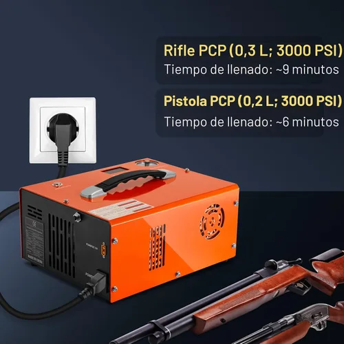 Vista 3 de GOYOJO Compresor de Aire PCP, Máximo 4500 PSI / 300 Bar, Llenado Rápido para Pistolas de Aire o Tanque de Paintball, Apagado Automático
