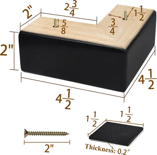 Vista 2 de Patas de madera maciza para muebles, elevadores de cama en forma de L, patas de muebles para sofá, sillón, cómoda, gabinete, mesa, pies de sofá