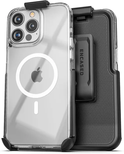 Vista 7 de ENCASED Funda de privacidad, diseñada para iPhone 15 Pro Max (2023), funda transparente delgada con protector de pantalla antiespía, vidrio templado