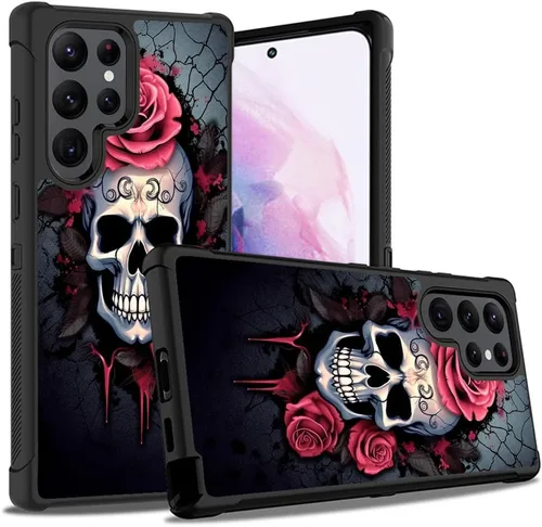 Vista 23 de Funda para Galaxy S22 Ultra, resistente 3 en 1, híbrida de plástico duro y silicona suave, a prueba de golpes, funda de protección contra caídas