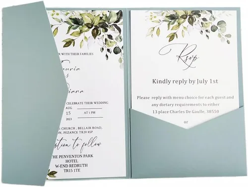 Vista 12 de Tarjeta de invitación negra con bolsillo y sobre para boda, cumpleaños, baby shower, 20 juegos (negro)