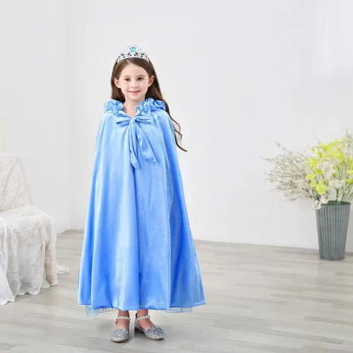 Vista 4 de Newland Capa de princesa disfraz de capa larga con capucha de princesa para niñas de 3 a 12 años