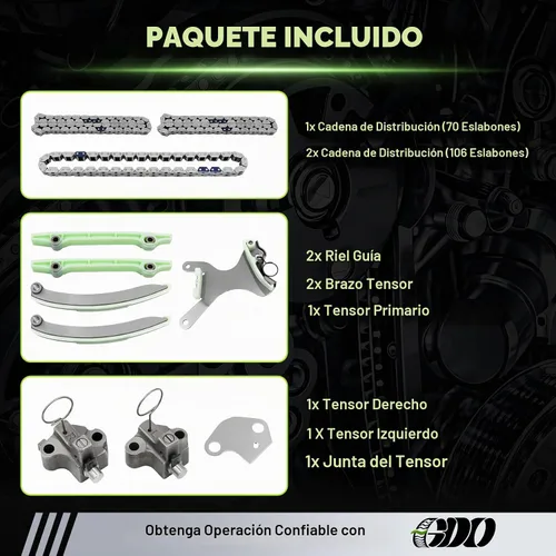 Vista 3 de Kit de cadena de distribución 4.7 con tensor 9-0393SX para Dodge RAM Dakota Durango 1999-2008, Jeep Grand Cherokee Commander, Mitsubishi Raider V8