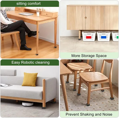 Vista 6 de Paquete de 20 elevadores apilables para muebles, elevadores de cama de 1.38 pulgadas, elevadores de patas de escritorio, elevadores de cama