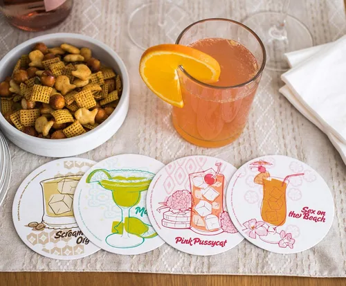 Vista 2 de Juego de posavasos de corcho retro - Bebidas - Juego de 4