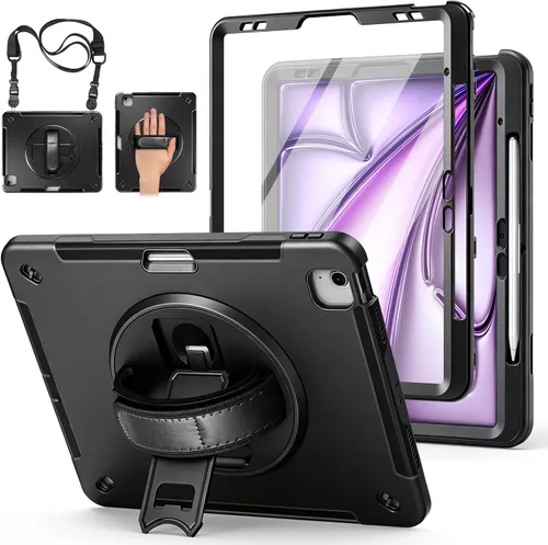 Vista 13 de Funda para iPad Pro 11 M5 2025/M4 2024: Funda protectora para iPad Pro de 11 pulgadas 5ª generación con protector de pantalla, soporte, asa y correa