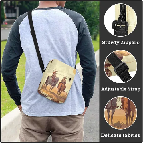 Vista 6 de Cowboys Sunsets Retro Vintage crossbody messenger bag crossbody bag cross body purses for women Ladies Shoulder Handbags Adjustable Strap for Casual