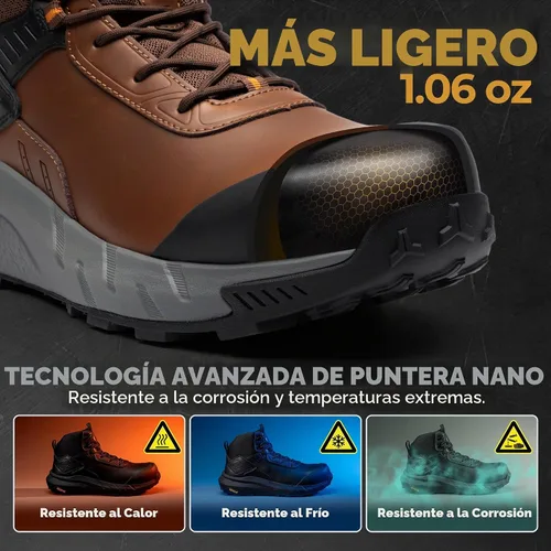 Vista 6 de NORTIV 8 Composite Toe Work Boots for Men Waterproof Marrón