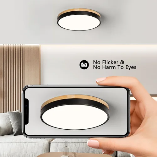 Vista 5 de Lámpara de techo moderna de madera negra de 11.81 pulgadas Negro- No regulable