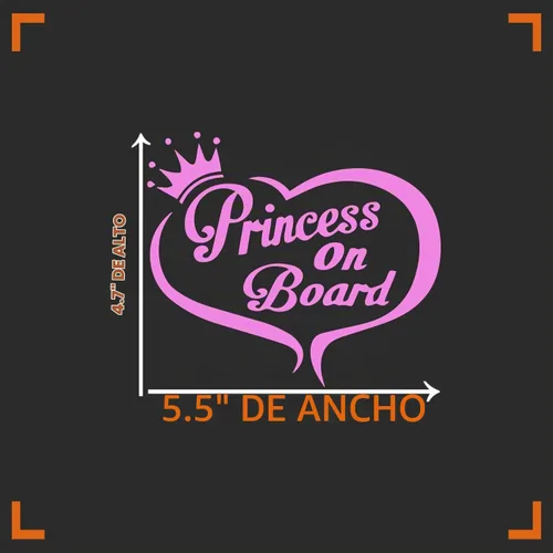 Vista 4 de Princess On Board calcomanía de vinilo para autos, camionetas, vans, paredes, laptop color rosa 5.5" CCI371