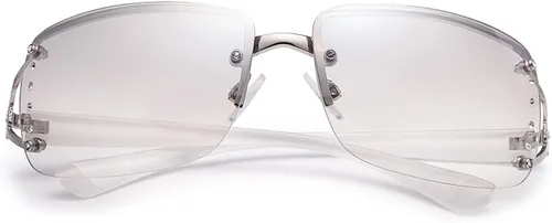 Vista 2 de Azoxus Gafas de sol rectangulares sin montura estilo vintage AZ9564