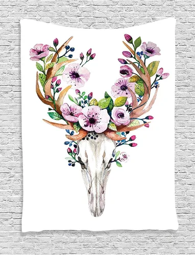 Vista 34 de Ambesonne Colección de decoración de flores de acuarela, rosas pálidas y flores pequeñas lindas, pintura ilustraciones de época bonitas florales