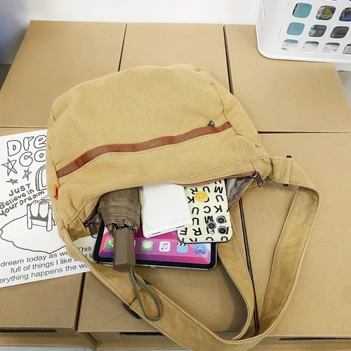Vista 3 de Bolsos cruzados de lona para mujeres y hombres, bolso de hombro estilo hobo bolso de mano para el trabajo, compras y viajes