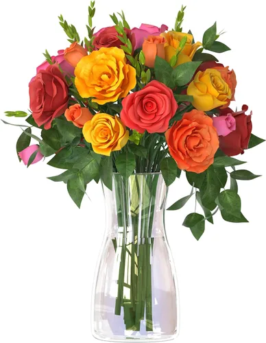 Vista 10 de Der Rose - Florero de cristal de color ámbar de 8 pulgadas para decoración del hogar de otoño, regalo