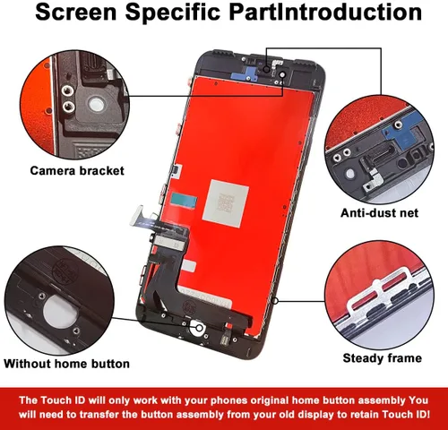 Vista 2 de EFAITHFIX para iPhone 7 Plus reemplazo de pantalla LCD negra de 5.5 pulgadas, conjunto de marco de visualización LCD, pantalla táctil 3D