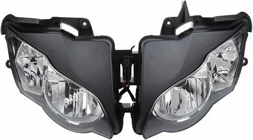 Vista 19 de Ensamble de lámpara de faro delantero para motocicleta compatible con Yamaha YZF600 R6 2006 2007 06 07 YZF-R6 Faro frontal transparente para moto