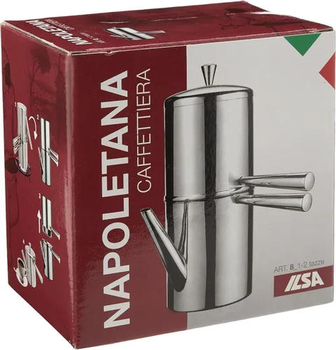 Vista 4 de Ilsa Cafetera napolitana, acero inoxidable, plata, 1-2 tazas