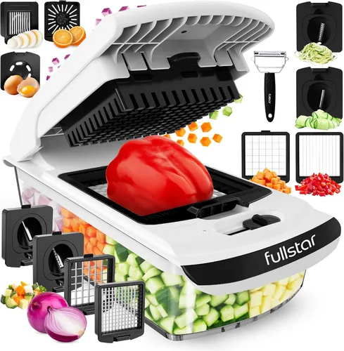 Vista 11 de Fullstar The Original Pro Chopper - Picador de verduras y espiralizador, picador de alimentos con recipiente, rebanador de frutas, accesorios