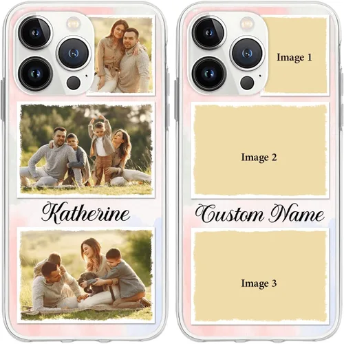 Vista 8 de CUBICER Fundas de teléfono personalizadas para parejas, texto transparente, a prueba de golpes, funda protectora de cumpleaños para mujeres Foto