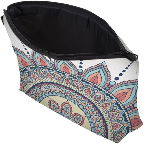 Vista 7 de Deanfun - Bolsa de maquillaje impermeable con diseño de mandala y flores, impermeable, espaciosa, cosmetiquera, bolsa de viaje ideal como regalo