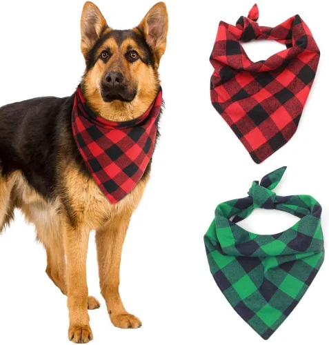 Vista 9 de Bandanas para perros – 2 piezas de bufanda clásica triangular a cuadros para perro, pajarita, juego de pañuelos lavables para perros pequeños a