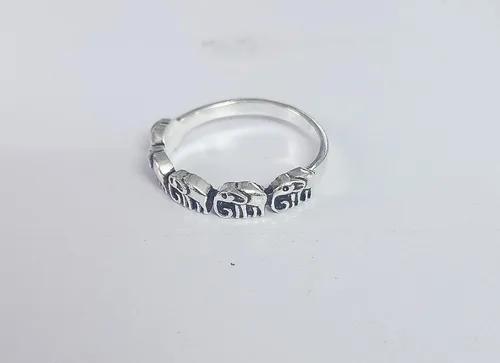 Vista 3 de Oxidized Eternity Elephant Animal Ring New 925 Sterling Silver Band
