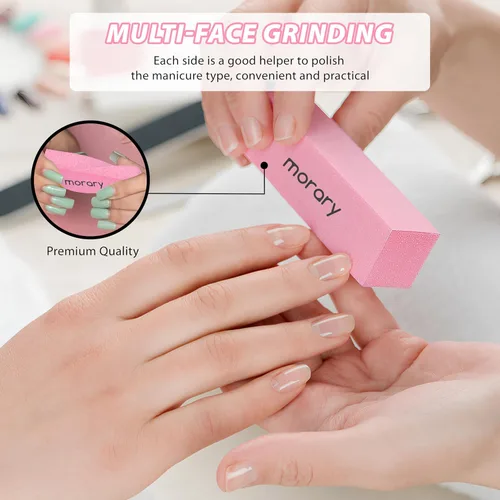 Vista 4 de Limas de uñas y pulidoras de 12 piezas, kit de herramientas profesionales de manicura, 6 unidades grises de doble cara de grano 100/180 limas