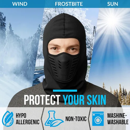 Vista 5 de Self Pro Balaclava Ski Mask - Face Mask for Men Women - Cold Weather Gear for Skiing Snowboarding Motorcycle Riding