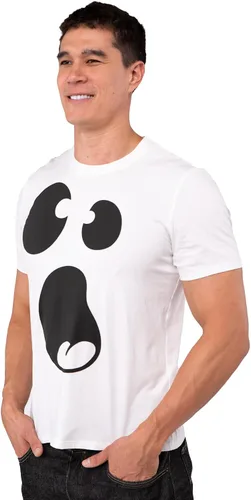 Vista 3 de Spooktacular Creations Camiseta de fantasma blanco para adultos, disfraz de cara de ghoul para Halloween, juego escolar, juego de rol, fiesta
