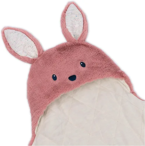 Vista 7 de GUND Baby Oh So Snuggly Bunny Manta Envolvente, Manta Envolvente de Felpa con Capucha para Bebé para Recién Nacidos, Rosa/Crema, 26 pulgadas