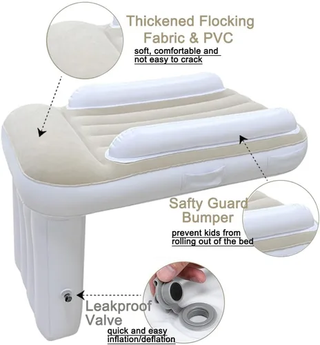 Vista 5 de Cama de Avión para Niños Pequeños Artículos Esenciales de Viaje: Camas Portátiles para Niños GEMGO con Bomba de Aire - Cama Inflable de Avión