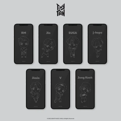 Vista 7 de iFace TinyTAN inspirado en BTS Protector de pantalla de vidrio templado de borde redondo diseñado para iPhone 12 Pro Max (Jung Kook)
