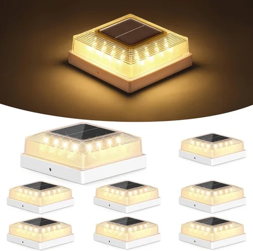 Vista 14 de Brightever 3.5 x 3.5 4x4 luz solar para poste al aire libre, paquete de 4 luces solares para postes de madera/vinilo, 3 modos de iluminación, luces