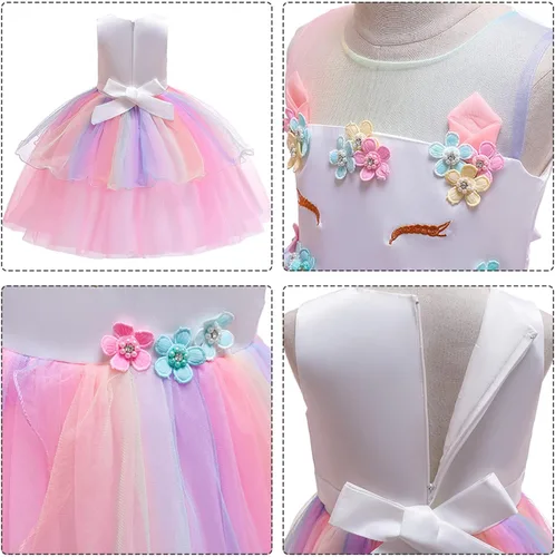 Vista 3 de Vestido de unicornio de princesa disfraz de unicornio para Halloween cosplay regalo de cumpleaños