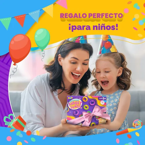 Vista 6 de Anillos sensoriales para inquietos para niños: paquete de 12 anillos giratorios - Juguetes de textura para el estrés de niños con autismo, calmantes