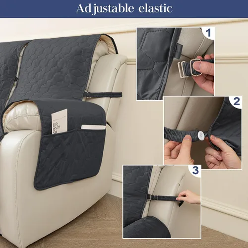 Vista 6 de Funda impermeable para sofá reclinable, funda antideslizante para silla reclinable, protector de muebles, funda de sofá lavable para perros y niños