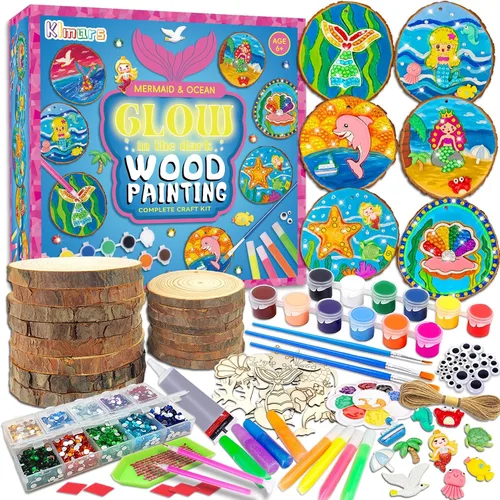 Vista 7 de klmars Kit de pintura de madera para niños, que brilla en la oscuridad, regalos para niños y niñas de 5 a 12 años, kits de actividades