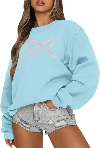 Vista 20 de Sudadera casual de manga larga para mujer, cuello redondo, ajuste holgado, tallas S-3XL