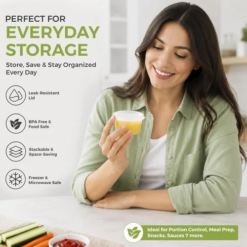 Vista 7 de Greenco Mini contenedores para almacenamiento de alimentos, condimentos. Contenedores de salsa, alimento para bebé y para cajas de almuerzo