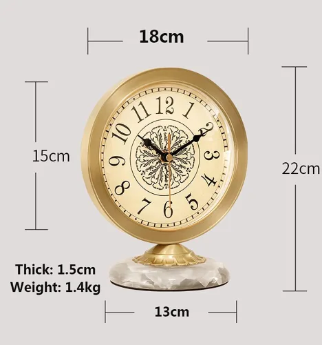 Vista 4 de Retro Vintage Metal Table Clock, Small Non-Ticking Clock with Silent Quartz Movement - Battery Operated Desk Clock with HD Glass Face