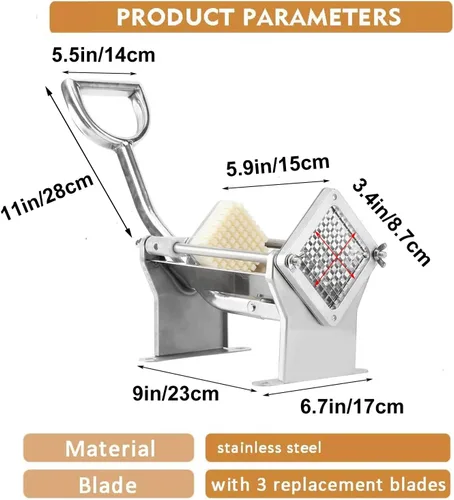 Vista 7 de uyoyous Cortador de patatas fritas, cortador de patatas fritas de montaje en pared para papas fritas con cuchillas de 1/2, 3/8 y 1/4 pulgadas