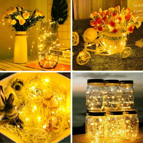 Vista 5 de litogo Paquete de 24 Luces de Hadas que Funcionan con Pilas, 7 pies, 20 LED Luces de Cadena de Hadas Impermeables, Pequeñas Mini Luces para Frascos
