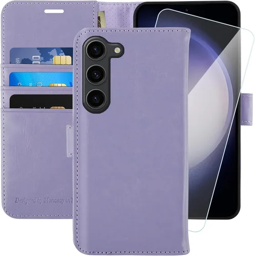Vista 15 de MONASAY - Funda tipo cartera para Samsung S23 con 3 tarjeteros, color negro