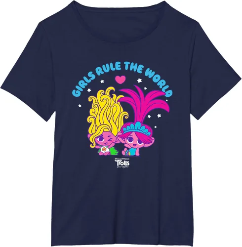 Vista 14 de DreamWorks Trolls Band Together - Camiseta para niñas con leyenda "Rule", diseño Negro