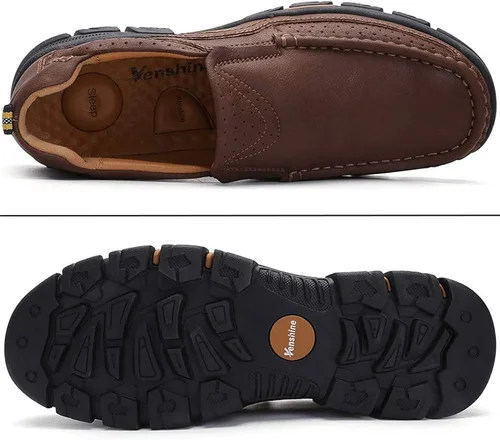 Vista 4 de Venshine Mocasines casuales para hombre, zapatos de piel para caminar