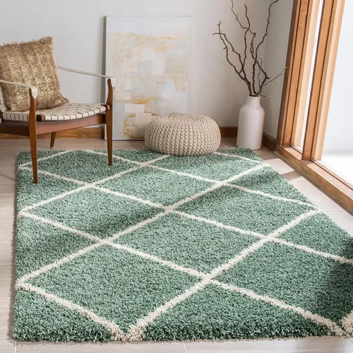 Vista 17 de SAFAVIEH Hudson Shag Collection - Alfombra decorativa de 2 x 3 pies, color beige y marfil, diseño moderno de enrejado, no desprende pelusa