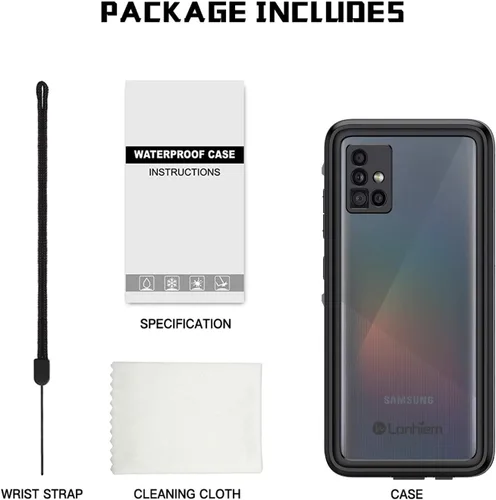 Vista 8 de Lanhiem Funda para Samsung Galaxy A51, IP68 impermeable a prueba de polvo con protector de pantalla integrado, funda protectora de cuerpo completo